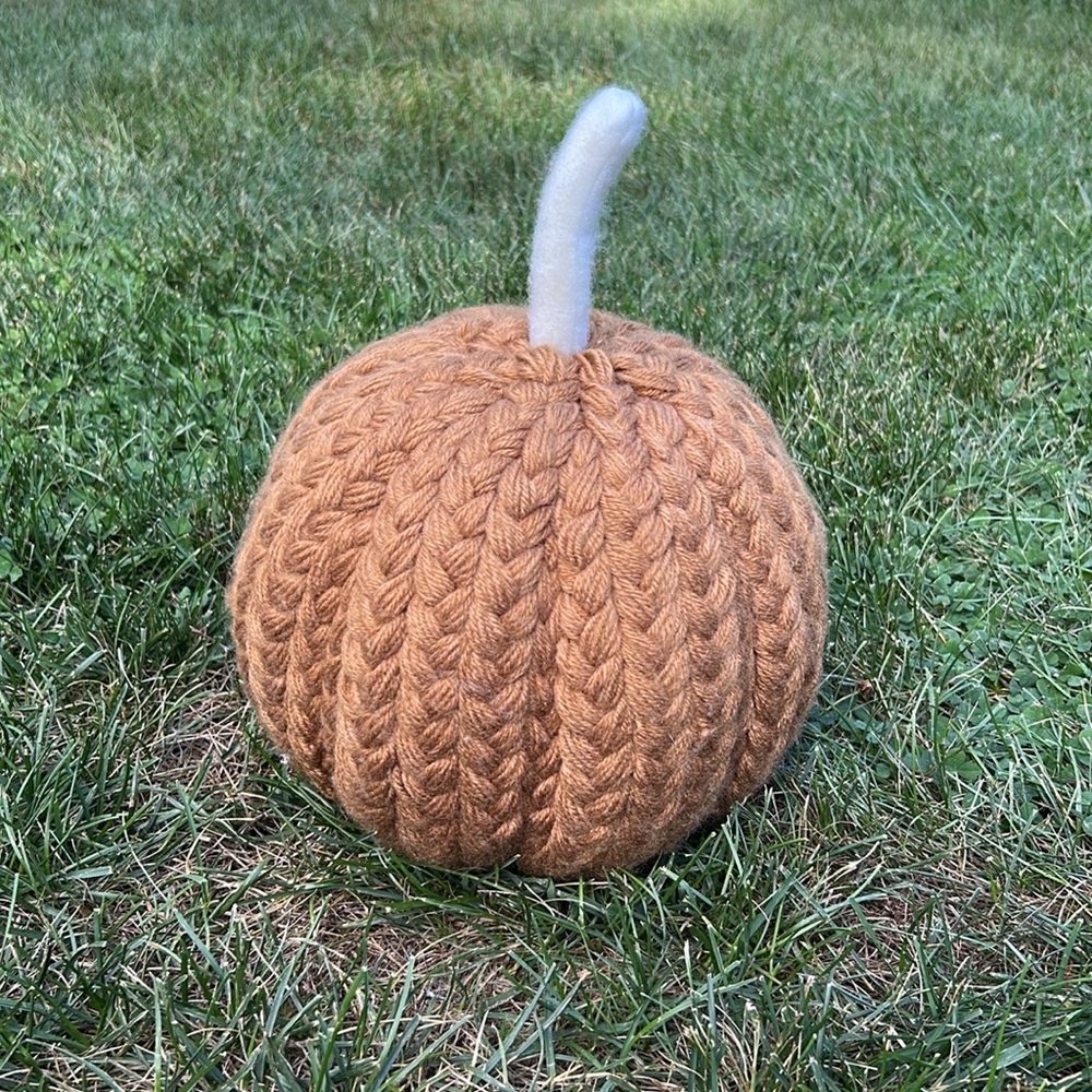 Knit Pillow Pumpkin Decor Fall Halloween Thanksgiving